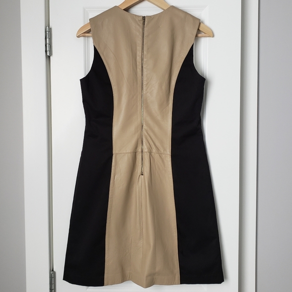 Judith & Charles Leather Panel Sheath Dress Sz 6 - Picture 6 of 17